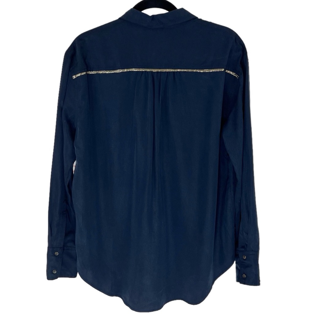 Free People Navy Off Campus Button Front Top Size Medium NWT - Picture 3 of 16